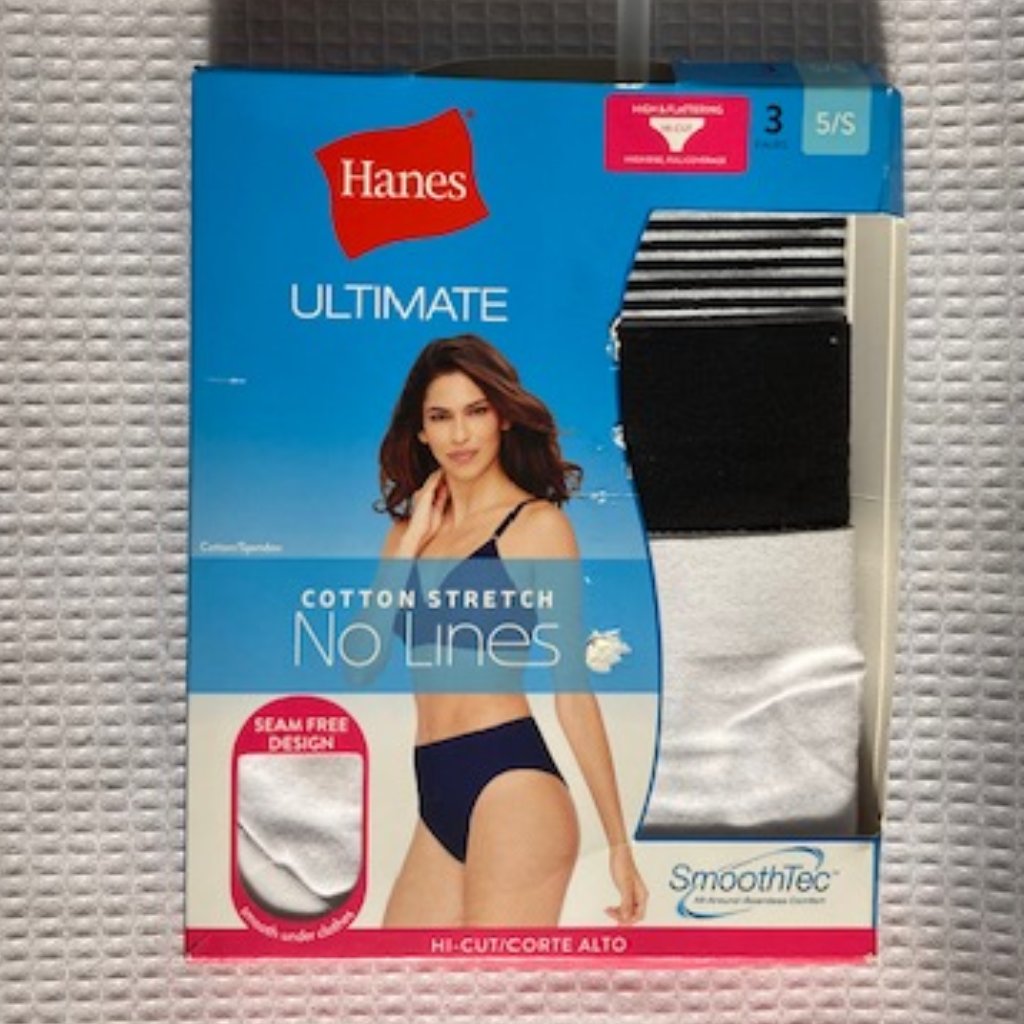 Brand New Unopened Hanes Ultimate Womens 3Pack Smooth Tec Panties Black White